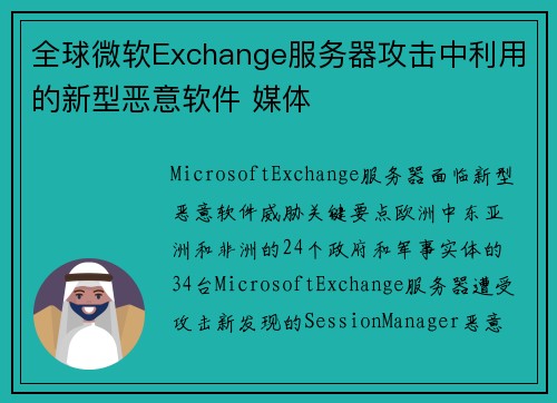 全球微软Exchange服务器攻击中利用的新型恶意软件 媒体